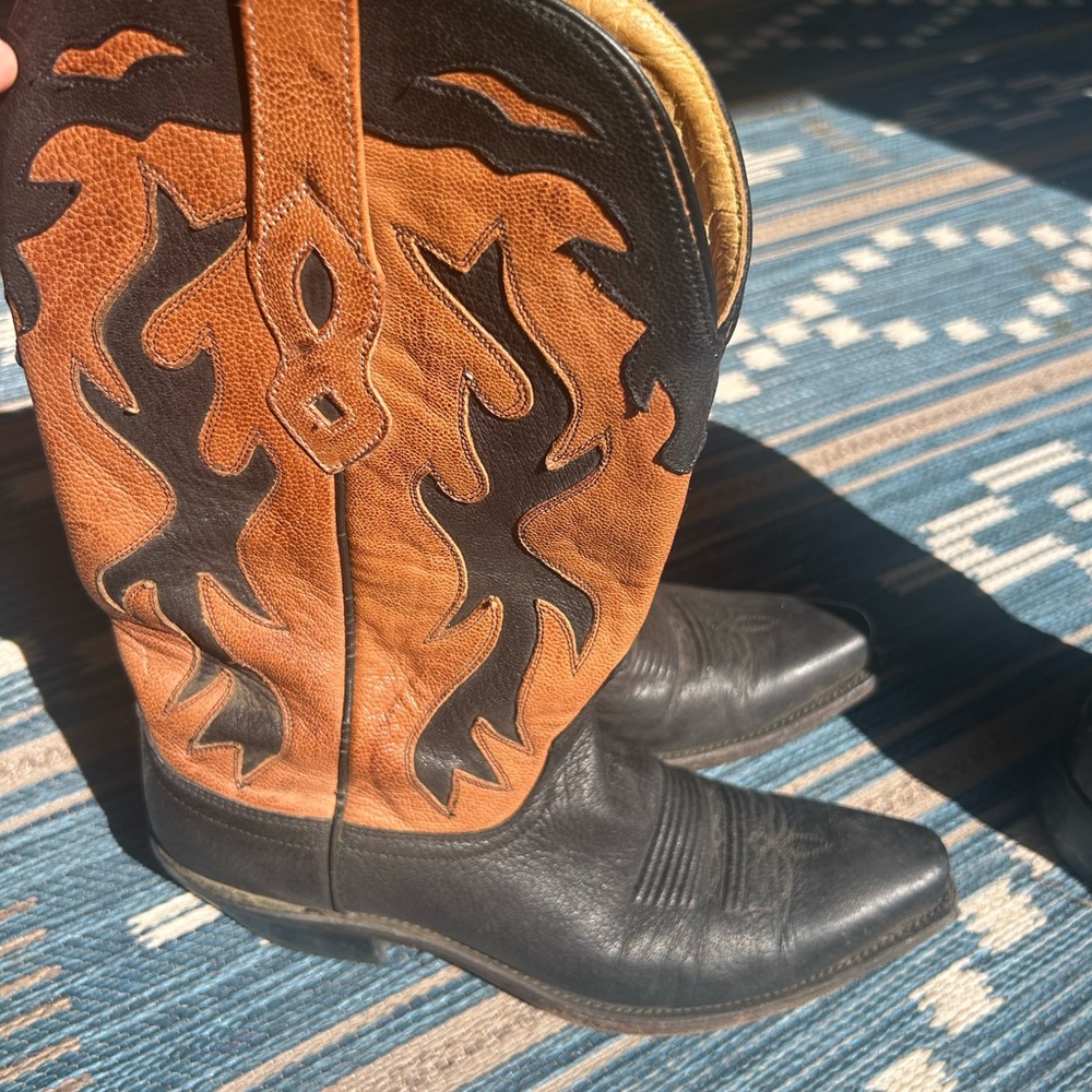 Old West Black and Brown Cowboy Boots